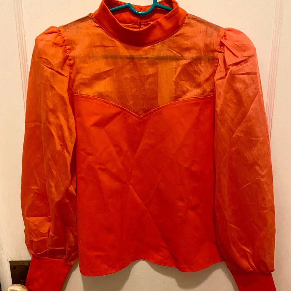 Orange Sheer Women's Top